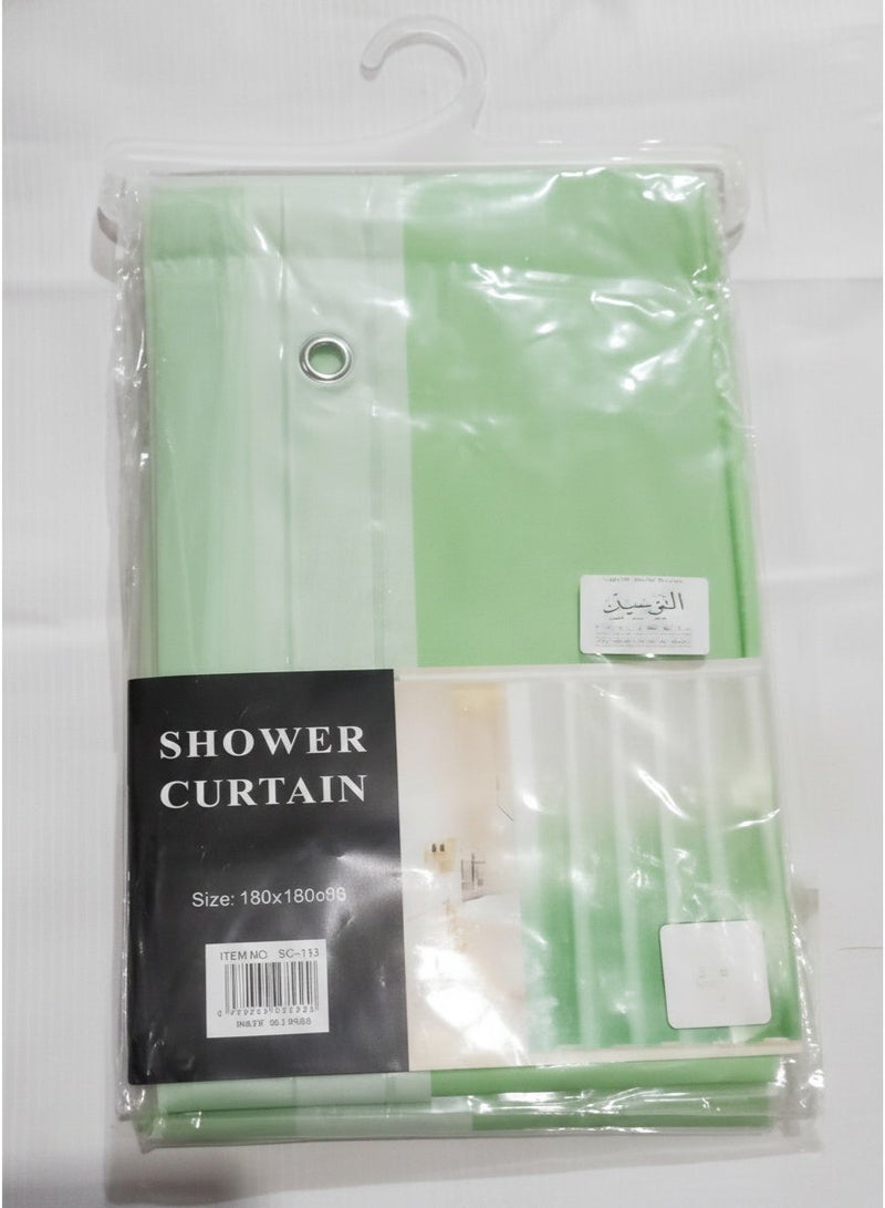 ستارة حمام بتصميم يجمع بين اللونين الأبيض والأخضر - Image 5