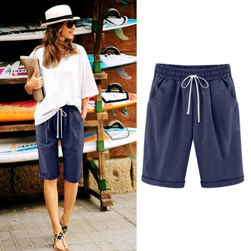 Factory Direct European and American Fashion Ladies Shorts Beach Shorts Seaside Leisure Sports Straight-leg Five-point Pants - Image 3