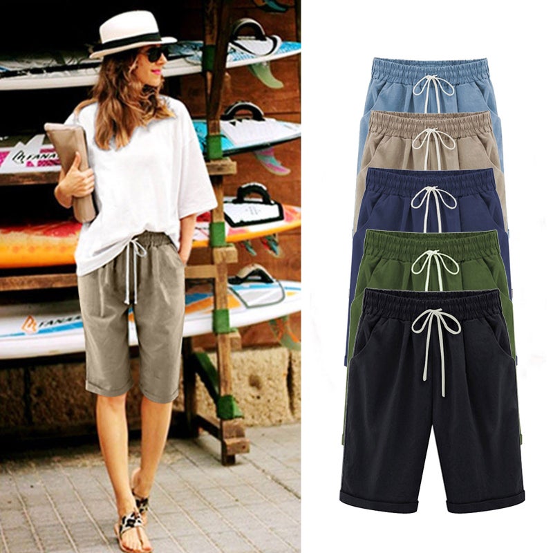 Factory Direct European and American Fashion Ladies Shorts Beach Shorts Seaside Leisure Sports Straight-leg Five-point Pants - Image 2