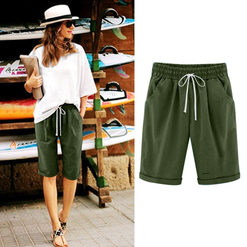 Factory Direct European and American Fashion Ladies Shorts Beach Shorts Seaside Leisure Sports Straight-leg Five-point Pants - Image 5