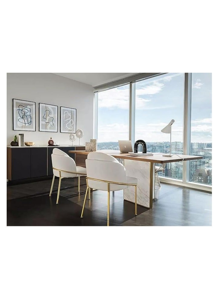 Poppins Home Poppins HOME  Modern Luxury Dining Room Office Chair Armless Nordic Velvet Restaurant Furniture (Light Grey) - Image 3