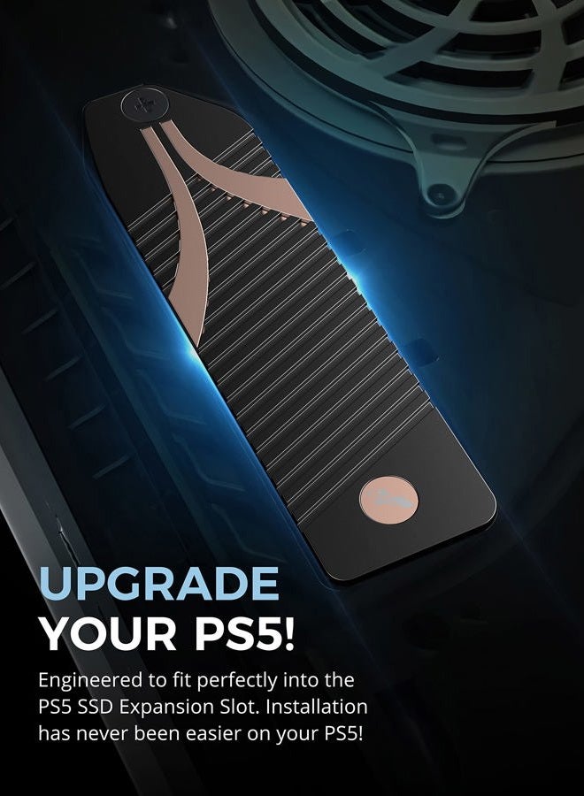 SABRENT غطاء مبرد M.2 NVMe PS5، مبرد SSD NVMe من الألمنيوم، وسادة سيليكون حرارية لمبرد m2 مصممة خصيصًا لجهاز الألعاب بلاي ستيشن 5 (SB-PSHS) - Image 2