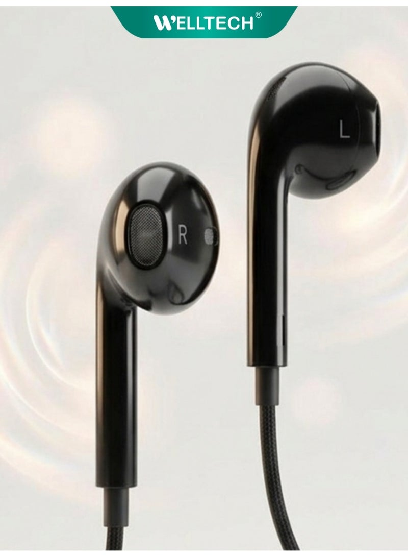 WELLTECH 3.5mm Wired Earphones with Mic High Bass Clear Sound AUX Headphones Noise Isolation In Ear Headset for Android Laptop Tablet Gaming Calls WELLTECH HFD85 - Image 2
