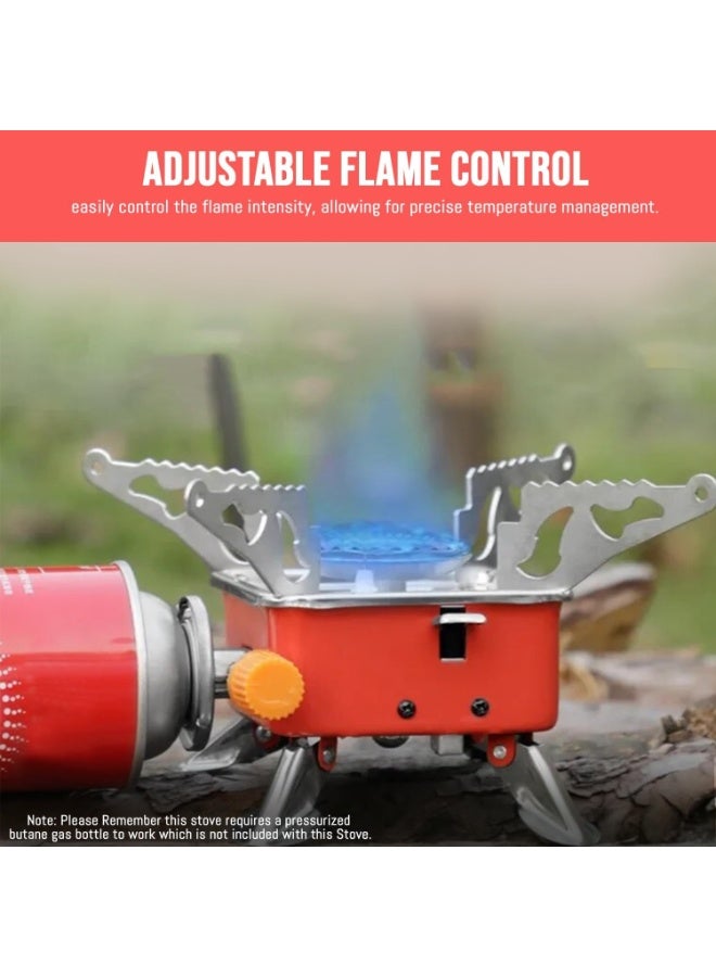 2800W Portable Gas Stove for Camping and Picnic Stainless Steel – Foldable Butane Gas Stove with High Efficiency Flame for Fast Cooking – Lightweight Metal Camping Stove with Storage Bag for Trekking - Image 3