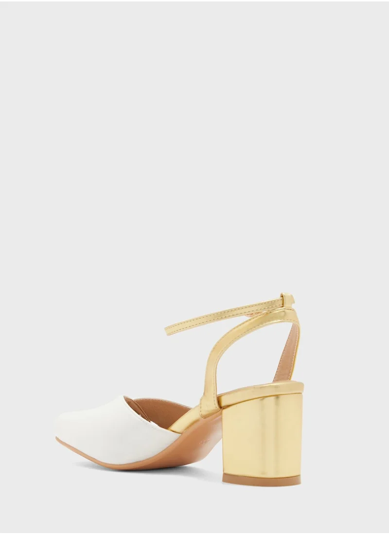 Khizana Satin Woven Block Heel Pump