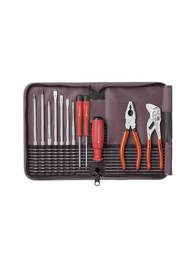 PB SWISS TOOLS PB 8219 Tool case with interchangeable blades, Knipex universal pliers 160 mm and Knipex plier wrench 150 mm indispensable at home and on the road - Image 1