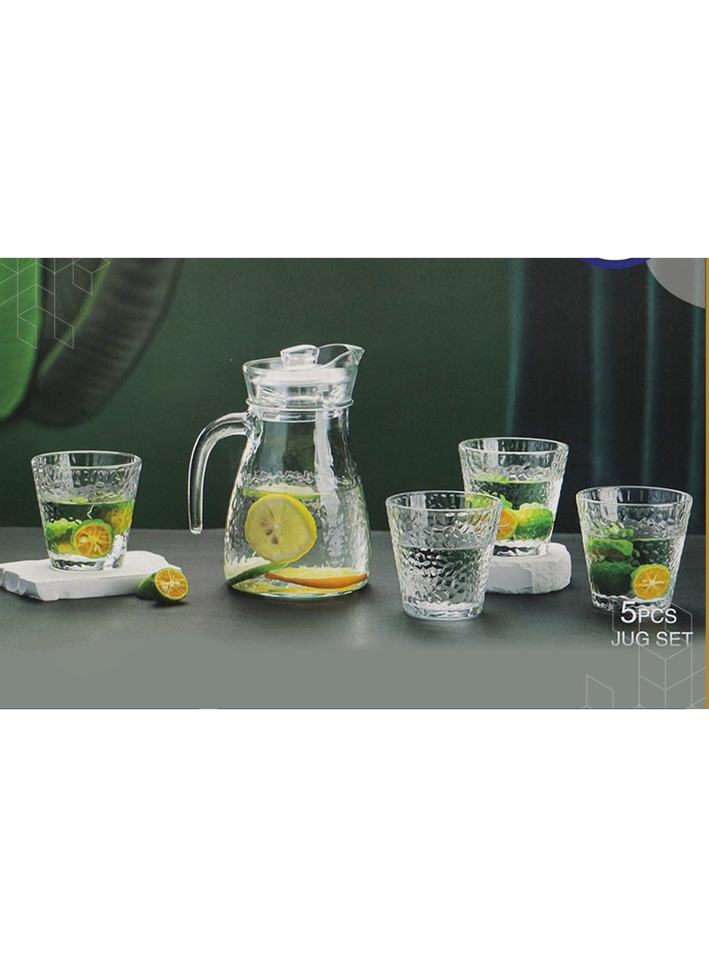 طقم جاك مع كاسات زجاج شفاف 5 قطع