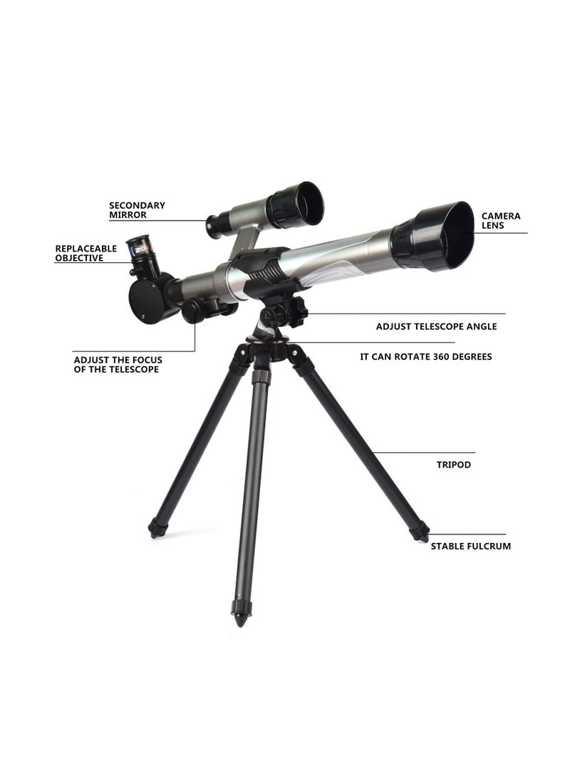 Telescope Children Beginners 60mm HD Refractor Telescope for Astronomy Starter Scope with Tripod,Astronomical Telescope for Children, Portable Travel Telescope,20X 30X 40X Magnification