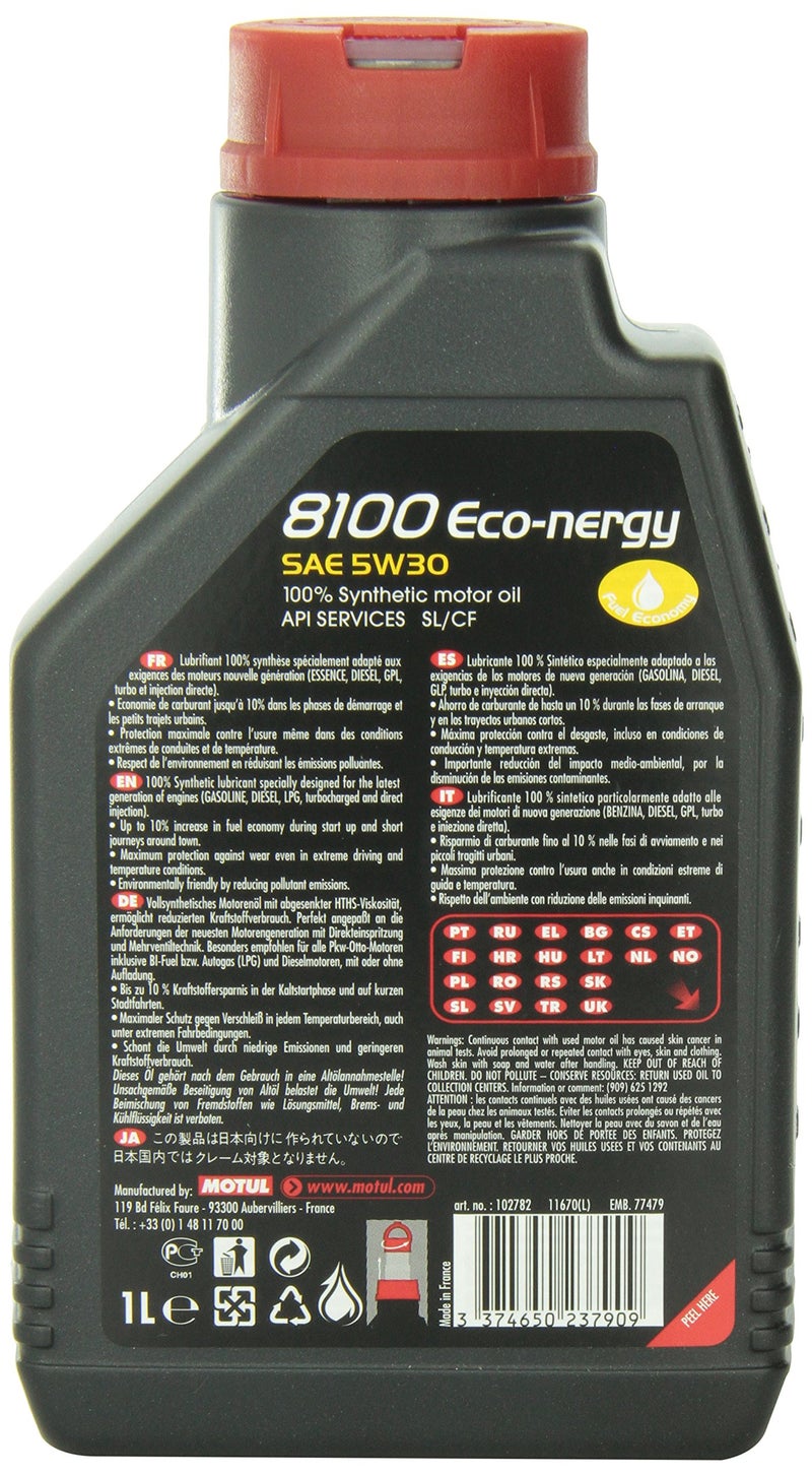Motul 102782-12 8100 Eco-Nergy 5W-30 Oil, (Case of 12) - Image 2