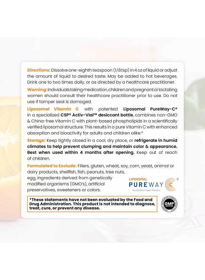 Pure TheraPro Rx Liposomal Vitamin C Powder, Patented PureWay Vegan Vitamin C Supplement, Supports Healthy Aging, Immune Function & Collagen Formation, Non-GMO, Made in The USA (66g,120 Servings) - Image 3