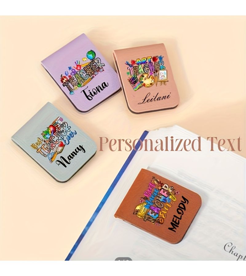 Coffee Color Personalized Magnetic Bookmark Engraved Name Unique Gift For Women Teachers - Image 1
