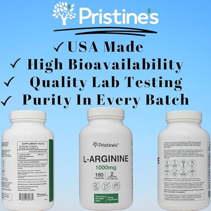 PRISTINE'S L Arginine Supplements for Men & Women - 1000mg Capsules 90 Day Supply Nitric Oxide & Pre Workout Amino Acid Support - Image 5