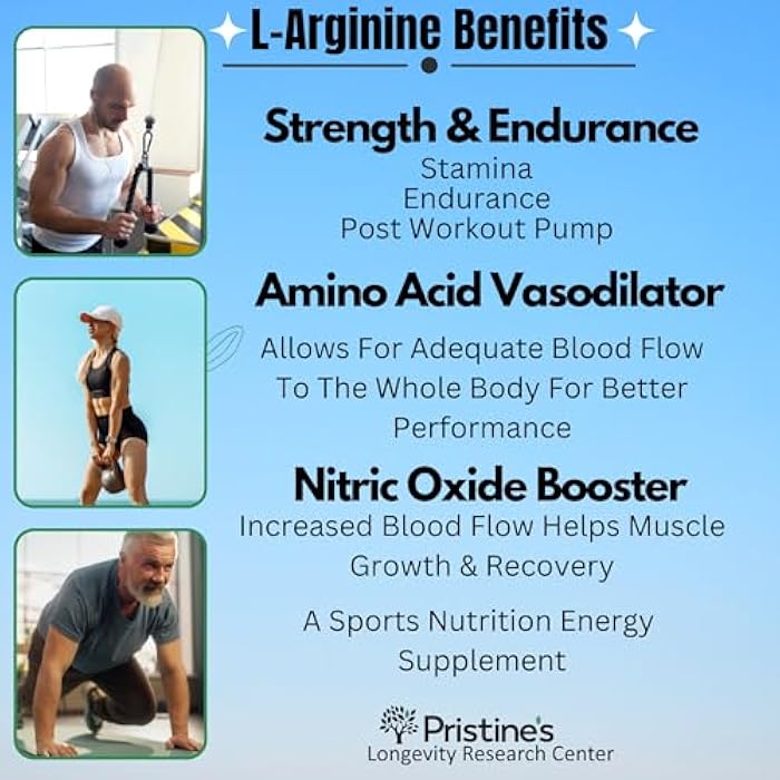 PRISTINE'S L Arginine Supplements for Men & Women - 1000mg Capsules 90 Day Supply Nitric Oxide & Pre Workout Amino Acid Support - Image 2