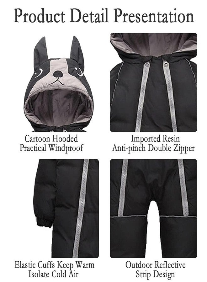 ALLAIBB Toddler Snow Suit Winter Baby Snowsuit Outwear Warm Hood Jumpsuit Convenient Dual-zipper Design For Infant - Image 2