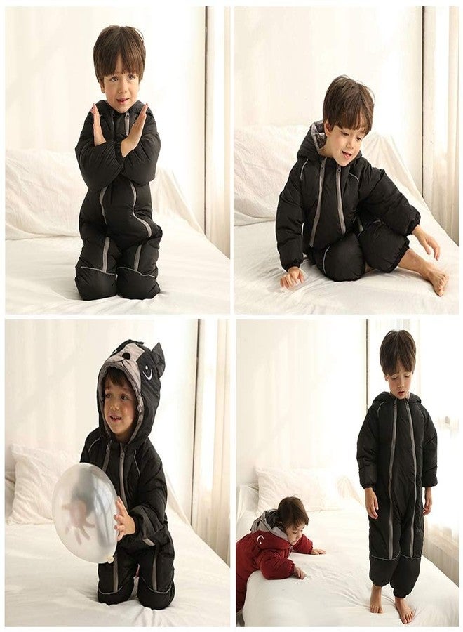 ALLAIBB Toddler Snow Suit Winter Baby Snowsuit Outwear Warm Hood Jumpsuit Convenient Dual-zipper Design For Infant - Image 5