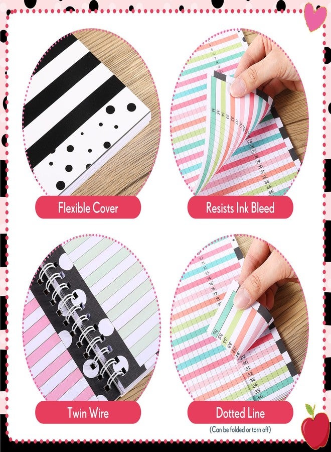 Fuyoooo Teacher Record Book Teacher Grade Book Spiral Bound Record Class Gradebook Office Favors Gift for Classroom Attendance Supplies Decoration Double Sided Color Printing (Apple) - Image 3