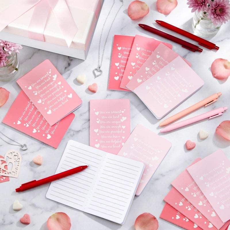 YooNotee 24 Set Valentines Mini Notebooks with Ballpoint Pens Set Employee Appreciation Gifts Small Pocket Notepad Gradual Color Composition Journals and Pens for Teacher Nurse Office Supplies - Image 4