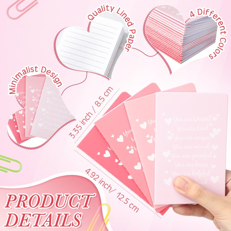 YooNotee 24 Set Valentines Mini Notebooks with Ballpoint Pens Set Employee Appreciation Gifts Small Pocket Notepad Gradual Color Composition Journals and Pens for Teacher Nurse Office Supplies - Image 2