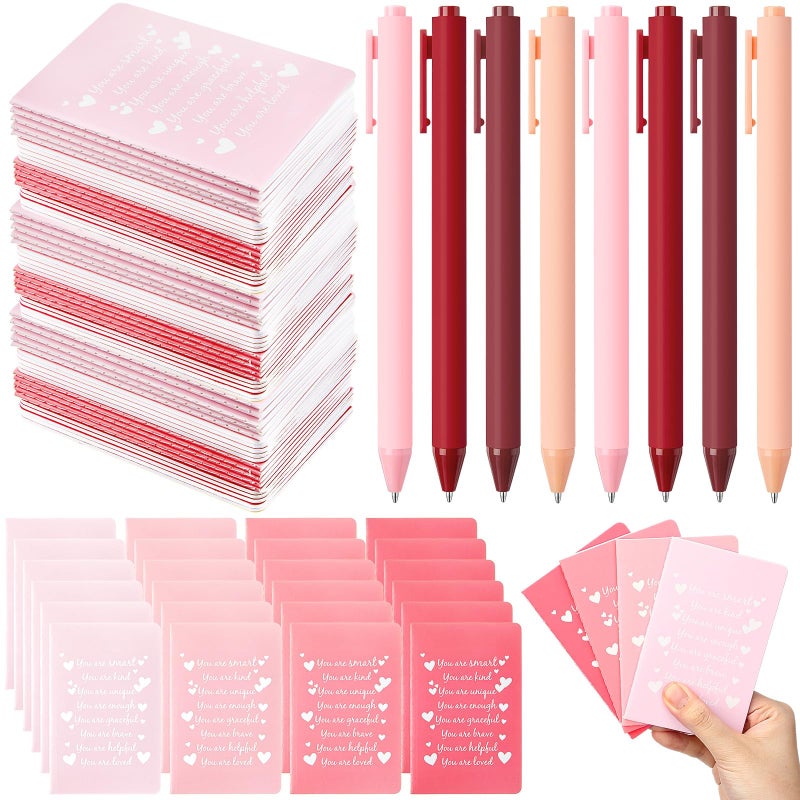 YooNotee 24 Set Valentines Mini Notebooks with Ballpoint Pens Set Employee Appreciation Gifts Small Pocket Notepad Gradual Color Composition Journals and Pens for Teacher Nurse Office Supplies - Image 1