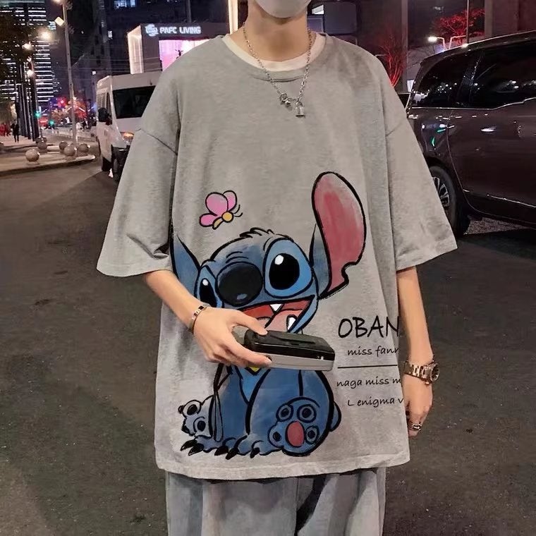 2023 New Korean Fashionable Printed Short-sleeved T-shirt Summer Fat Men's Top Loose Plus Large Size - Image 5