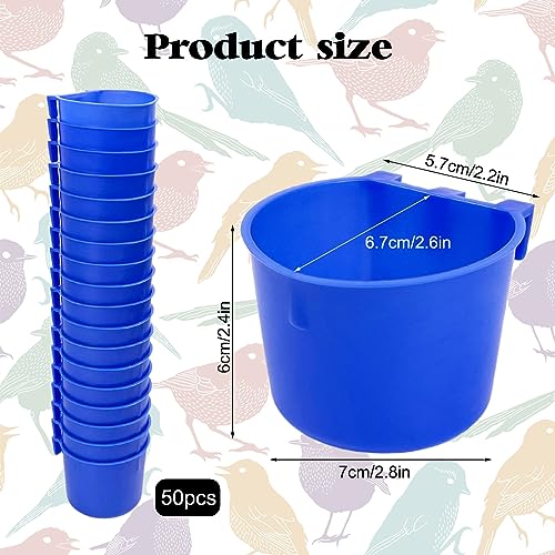 Rainmae 50 Pcs Cage Cups Birds Hanging Feeders Chicken Water Cups Bird Food Bowl 8 oz Plastic Bird Water Dispenser for Small Coop Parrot Parakeet Pet Poultry Pigeon Gamefowl Seed Bowl Supplies Blue - Image 3