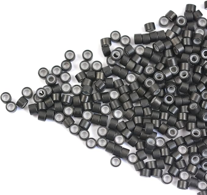 500pcs 50X30X30mm Silicone Micro Rings Links Beads for Hair Extensions Dark Brown