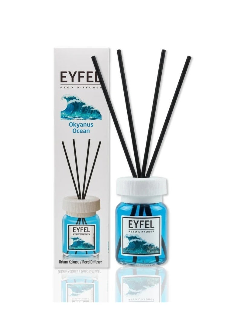 EYFEL Ocean Reed Diffuser 120ML – Long-Lasting Fragrance with Elegant Reed Sticks for Home, Office, Bathroom & Showroom - Image 1