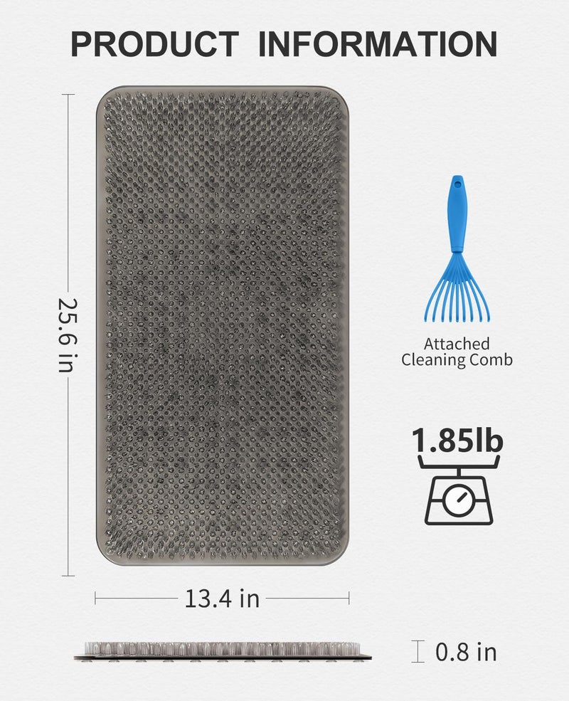 OTHWAY Non Slip Grassy Bathtub Mat : 25.6X13.4 inches Sturdy But Soft Bath Mat_Quick Drain Shower Floor Mat with Soft Bristles for Scrubbing Feet (Dark Grey) - Image 4