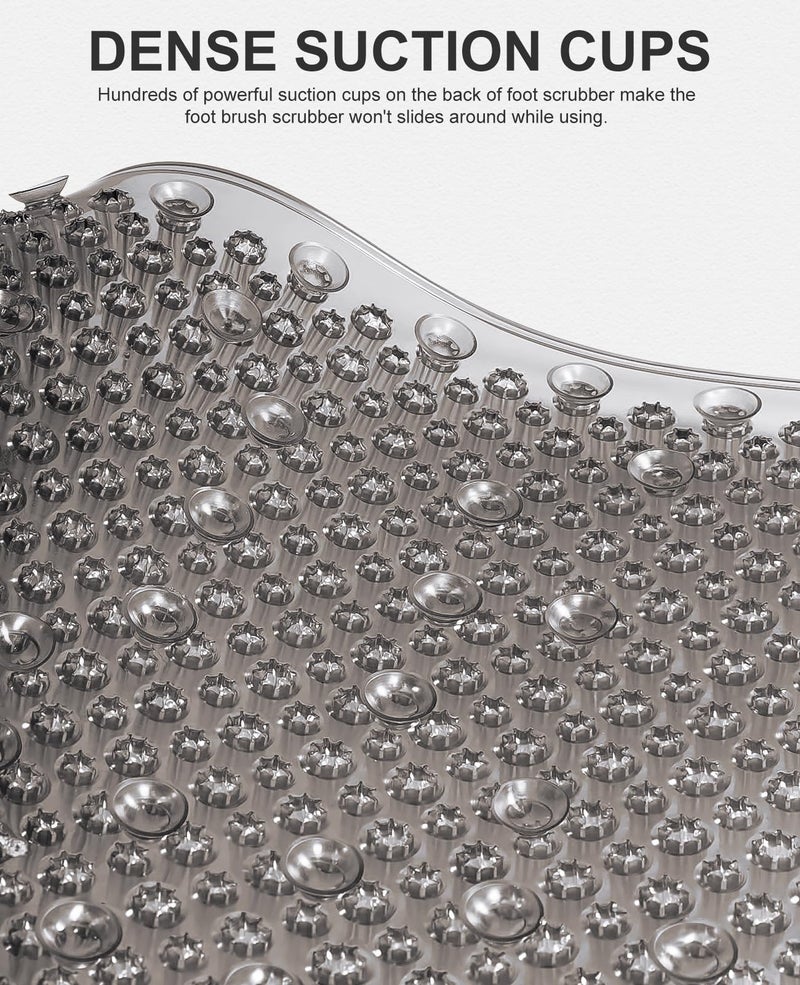 OTHWAY Non Slip Grassy Bathtub Mat : 25.6X13.4 inches Sturdy But Soft Bath Mat_Quick Drain Shower Floor Mat with Soft Bristles for Scrubbing Feet (Dark Grey) - Image 3