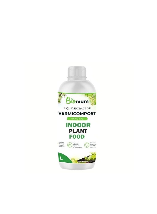 Indoor Plant food |1 ltr | Vermicompost for plants - Liquid 100% Natural | Organic vermi Fertilizer | No smell | Green leaves & Flowers | Fruits | Indoor Fertilizer | (1 Ltr)