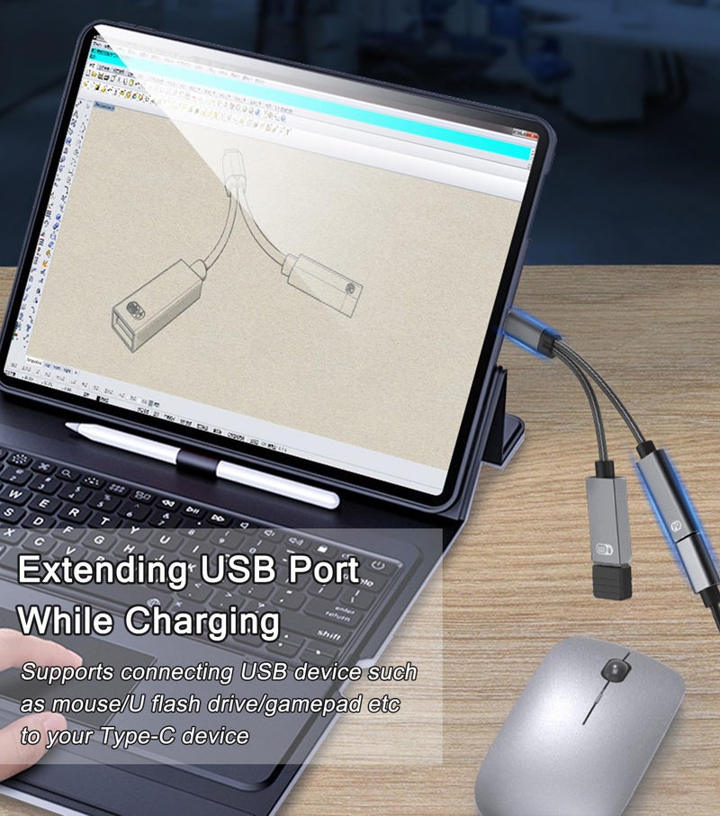 AKWOR USB C to USB OTG Adapter, 2 in 1 USB C Splitter with PD-in 60W Charging Port and USB 3.0 Female Port Compatible wit iPhone 15 Pro, MacBook Pro,Chromebook, Galaxy and More Type-C Devices - Image 4