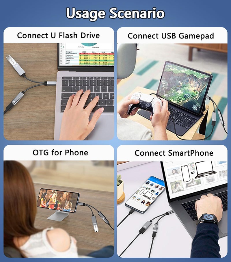 AKWOR USB C to USB OTG Adapter, 2 in 1 USB C Splitter with PD-in 60W Charging Port and USB 3.0 Female Port Compatible wit iPhone 15 Pro, MacBook Pro,Chromebook, Galaxy and More Type-C Devices - Image 5