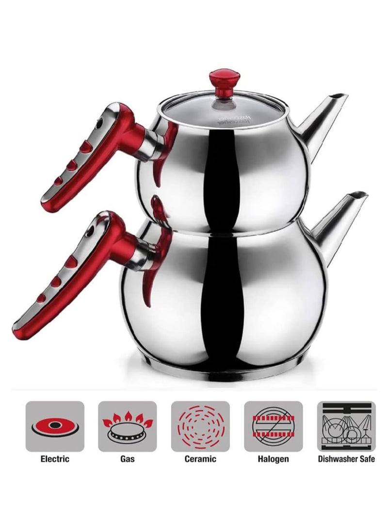 Hascevher Apple Stainless Steel Teapot Set of 1.1L and 2L  - Image 2