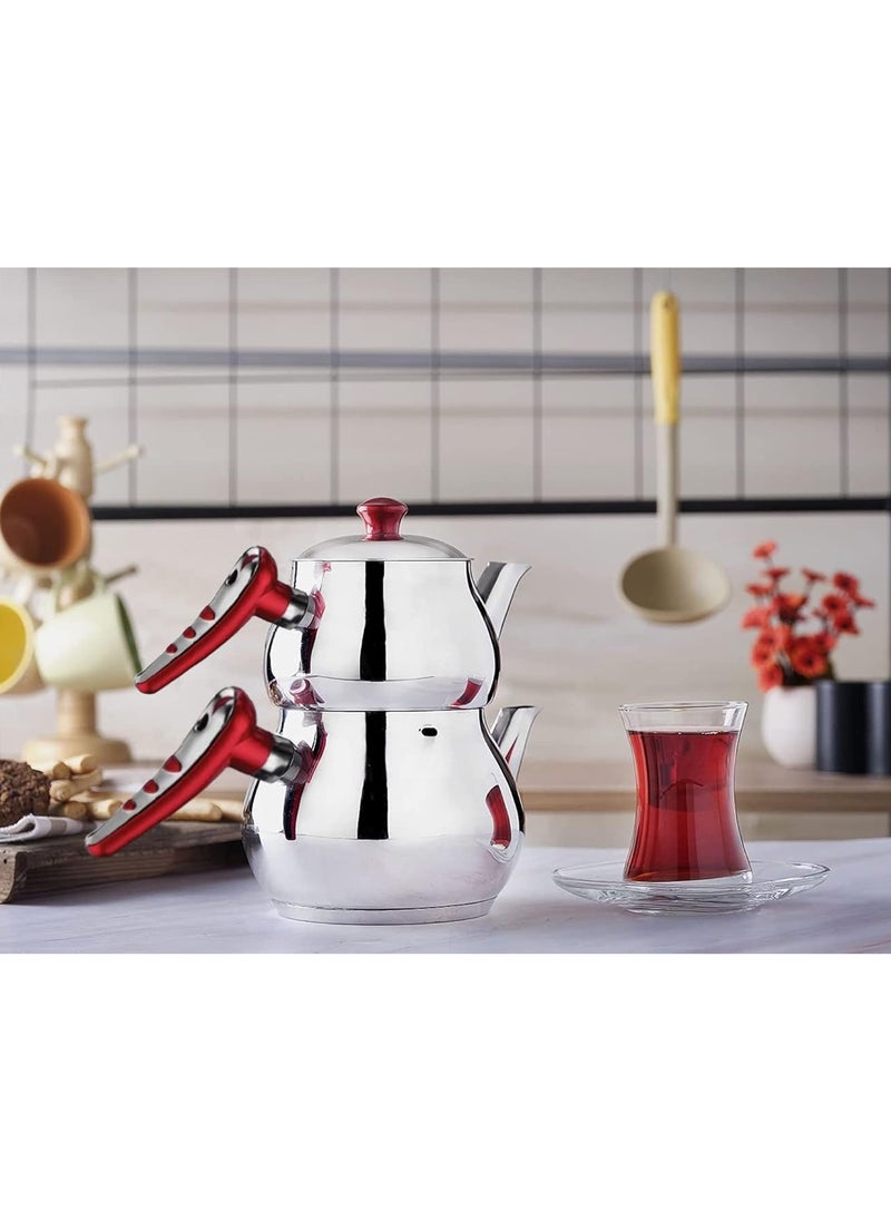 Hascevher Apple Stainless Steel Teapot Set of 1.1L and 2L  - Image 3