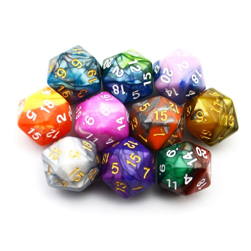 Smartdealspro سمارت ديلز برو 10 عبوة نرد 20 وجه D20 نرد متعدد الأوجه للعبة DND RPG MTG (اللون 2) - Image 1