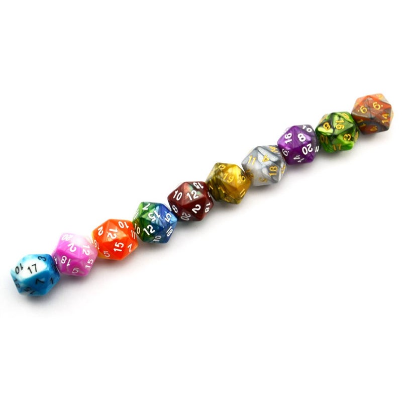 Smartdealspro سمارت ديلز برو 10 عبوة نرد 20 وجه D20 نرد متعدد الأوجه للعبة DND RPG MTG (اللون 2) - Image 5