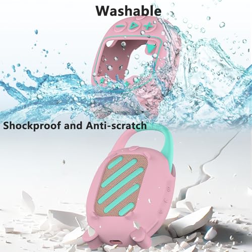 JCHPINE Silicone Cover Case for JBL Clip 5 Ultra Portable Bluetooth Speaker, Protective Skin Accessories for JBL Clip 5 Pro Sound Bluetooth Speaker Stand Up (Only Case) (Pink) - Image 5