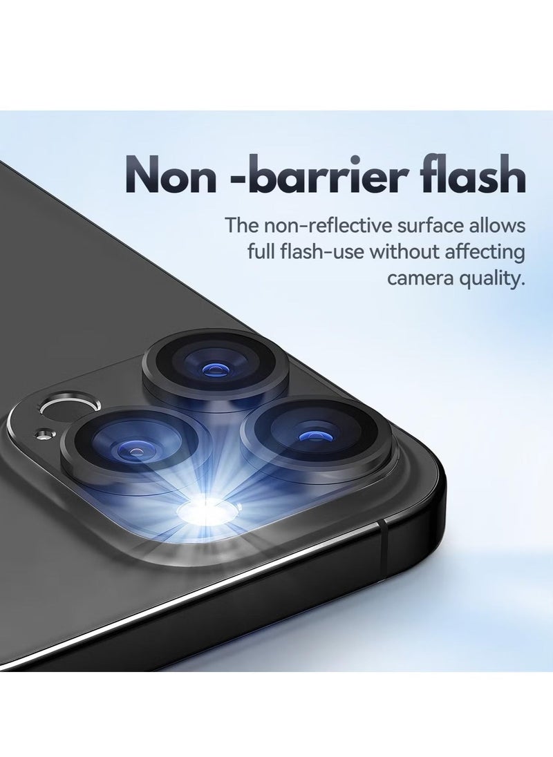 Raxoom (2 Pack) Camera Lens Protector for iPhone 16 Pro and iPhone 16 Pro Max – [Alloy Metal Camera Cover] + [Tempered Glass Screen Protector] (Black) - Image 2