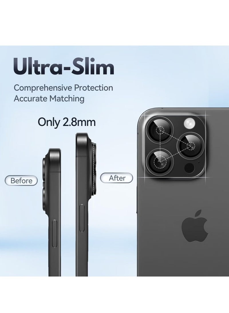 Raxoom (2 Pack) Camera Lens Protector for iPhone 16 Pro and iPhone 16 Pro Max – [Alloy Metal Camera Cover] + [Tempered Glass Screen Protector] (Black) - Image 4