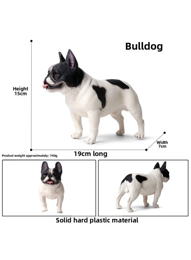Children's Solid Simulation Wild Animal Model Bulldog Doberman Husky Chai Dog Pet Dog Toy-Color:M-1219 Black And White Large Bulldog 【0.74kg】】 - Image 1