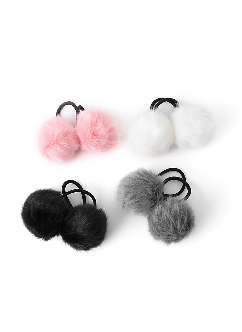 esowemsn - 2Pcs Colorful Fashion Feather Ball Shape Elastic Ponytail Holder Hair Band Tie HeadbandColor Random - Image 1