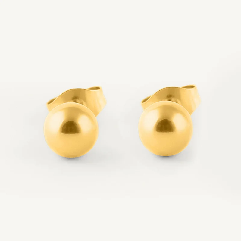 بالموناس PALMONAS 18k Gold Tone Plated Plain Ball Stud Earrings
 for Women