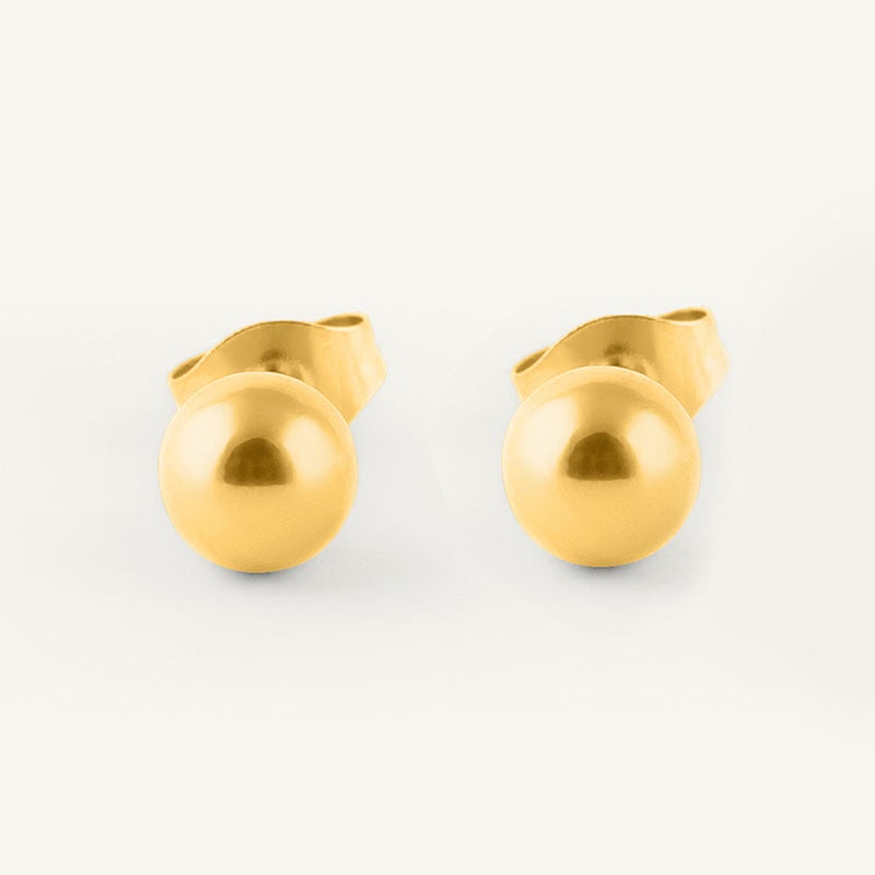 PALMONAS 18k Gold Tone Plated Plain Ball Stud Earrings
 for Women - Image 1