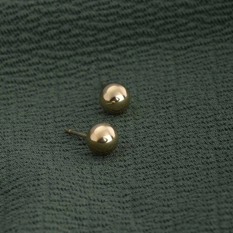 Palmonas  PALMONAS Plain Ball Stud Earrings for Women | 18K Gold Plated, Waterproof & Anti-Tarnish for Women | Best Price UAE