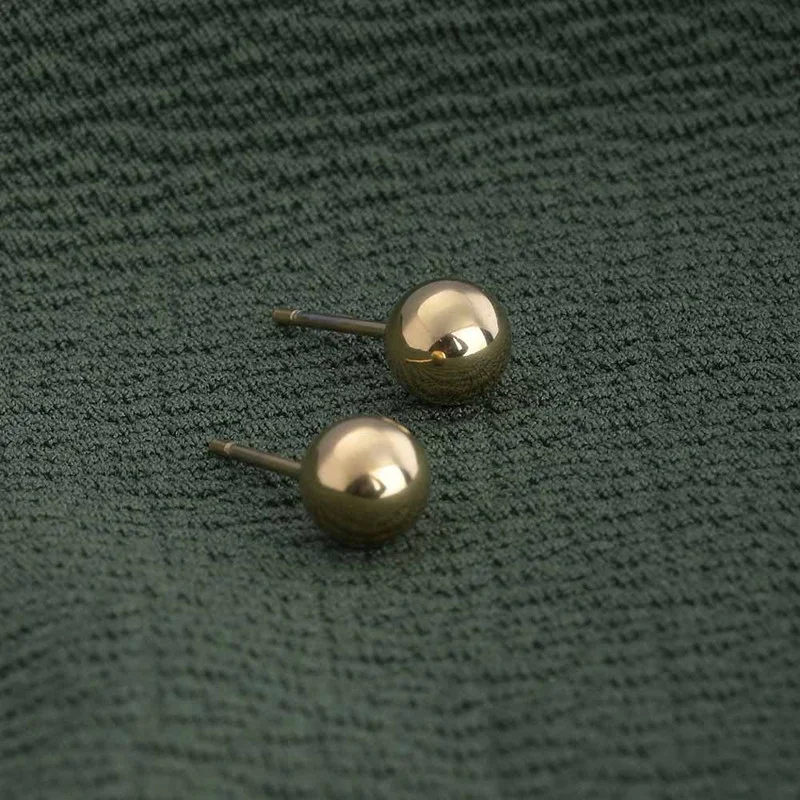 بالموناس PALMONAS 18k Gold Tone Plated Plain Ball Stud Earrings
 for Women