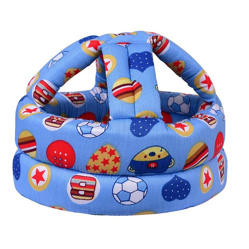 TORASO TORASO Baby Helmet Baby Infant Head Helmet for Crawling Head Cushion Bumper Bonnet Soft Headguard for Toddler Learning to Walk Blue Footballs 1