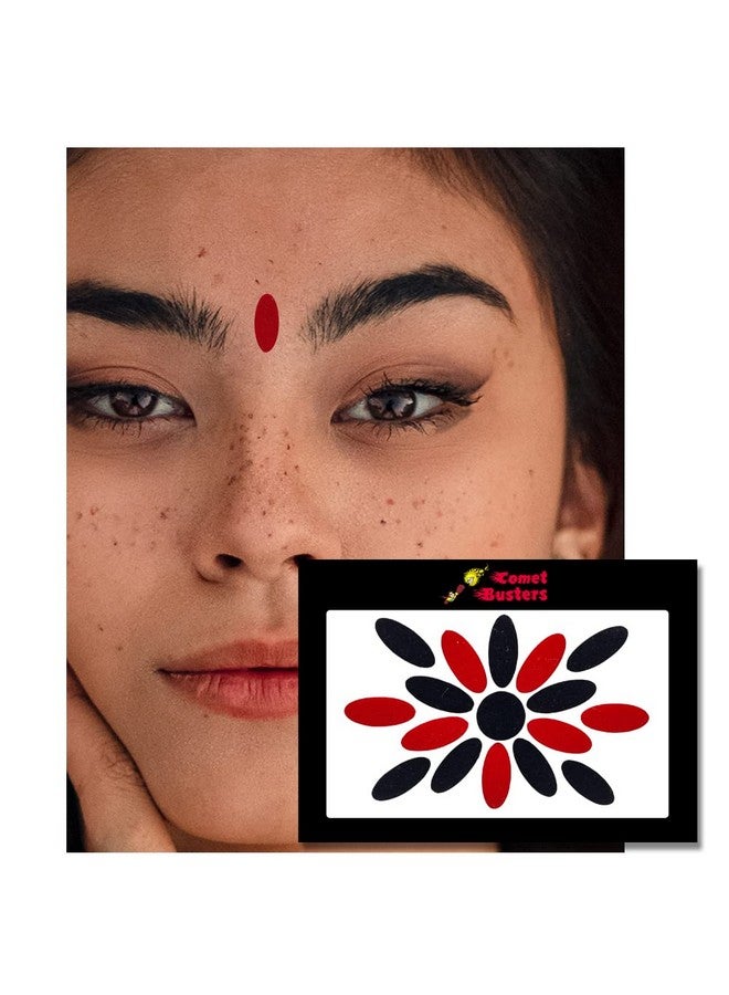 Comet Busters Handcrafted Red and Black Oval Velvet Bindis (BIN1884) (13 mm) - Image 3