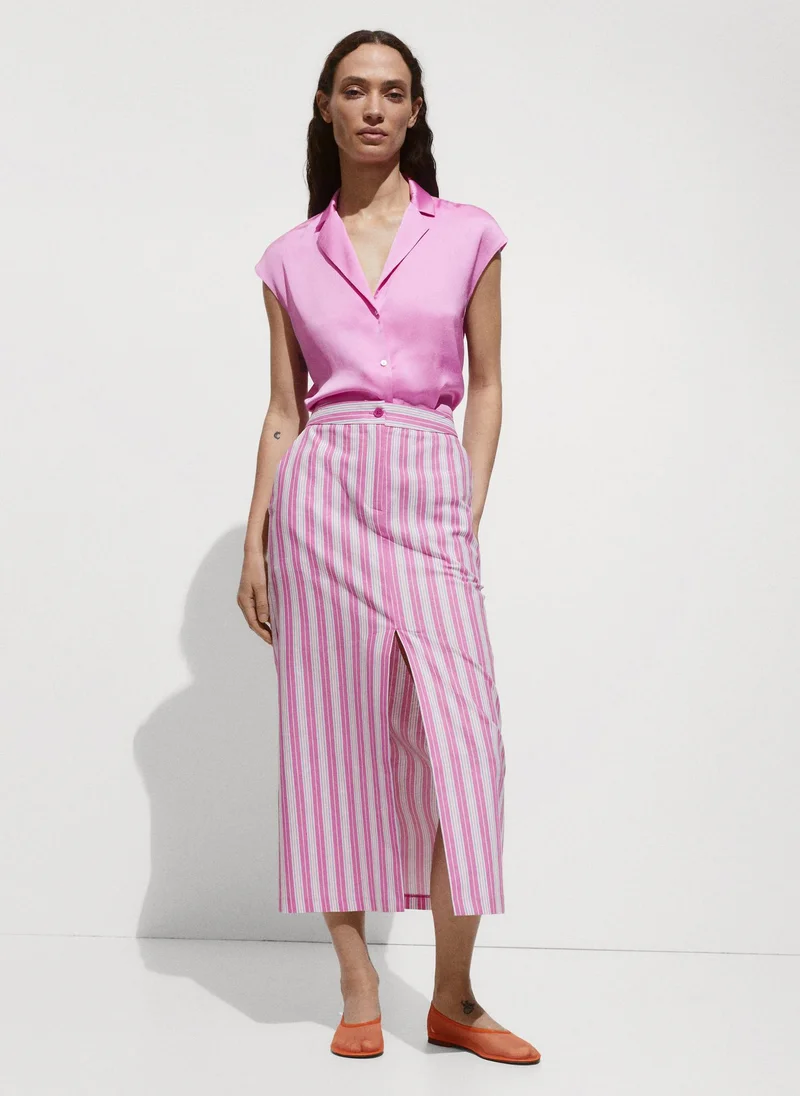 مانجو Casual Satin Finish Flowy Shirt