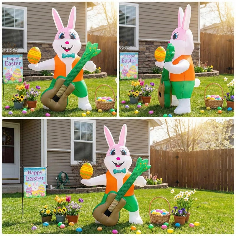 sewrung 6.0 FT Inflatable Bunny with Eggs - Lighted Easter Decorations for Indoor/Outdoor Yard & Garden - Image 3