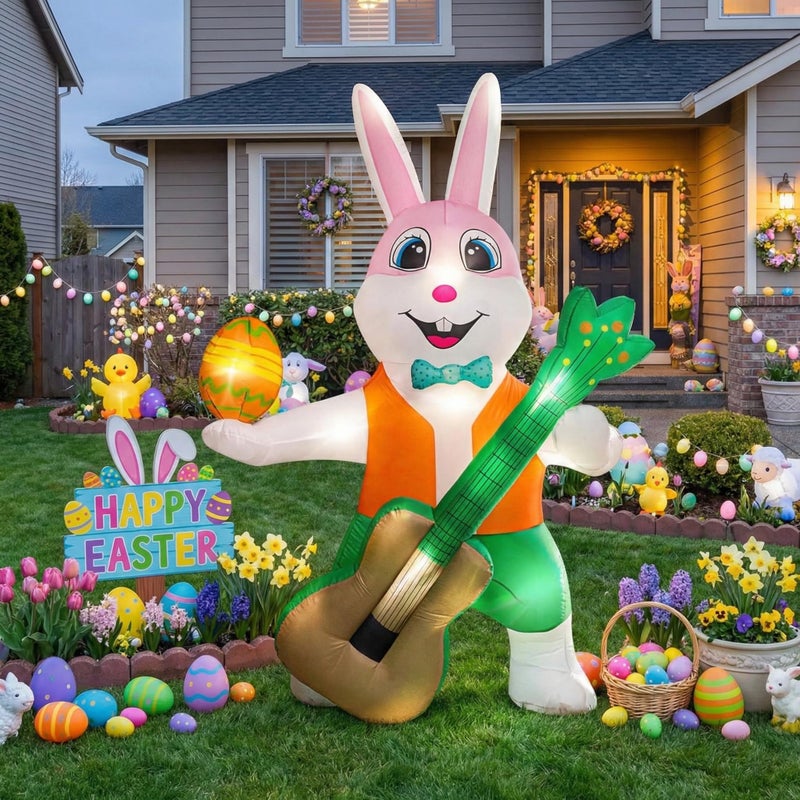 sewrung 6.0 FT Inflatable Bunny with Eggs - Lighted Easter Decorations for Indoor/Outdoor Yard & Garden - Image 1
